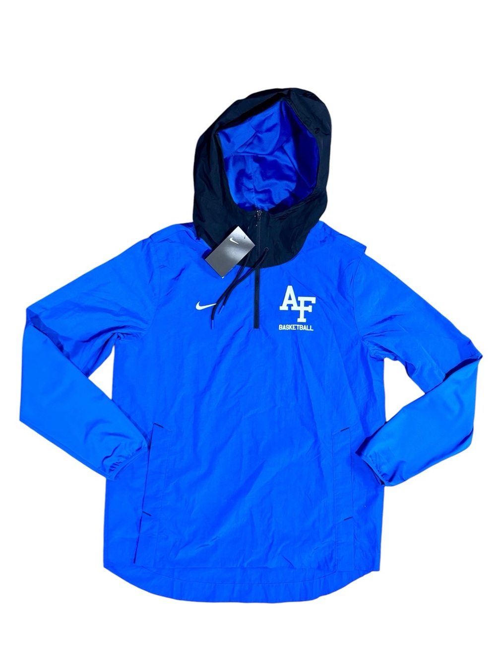 Nike Blue and Black AF Falcons Basketball Hooded Windbreaker Pullover